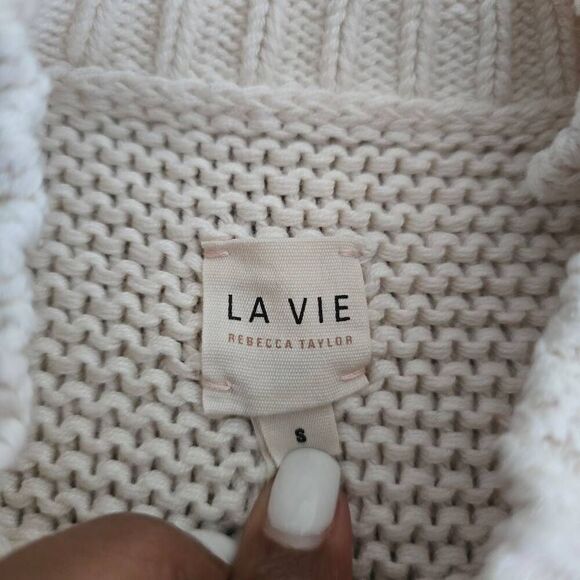 La Vie by Rebecca Taylor Sweater Women's Small Ivory Knit Pelpum Chalk Gorpcore - Picture 5 of 7